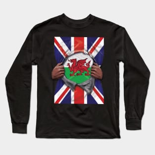 Wales Flag Great Britain Flag Ripped - Gift for Welsh From Wales Long Sleeve T-Shirt